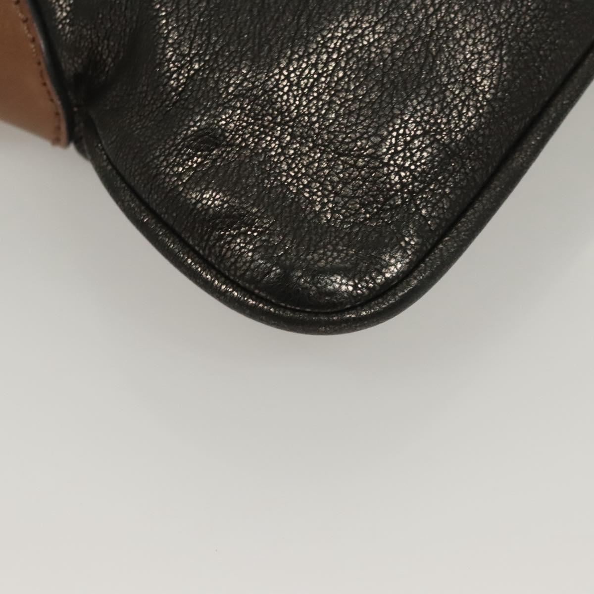 Chloe Kerala Horse Hand Bag Leather Black Gold Auth mr1458