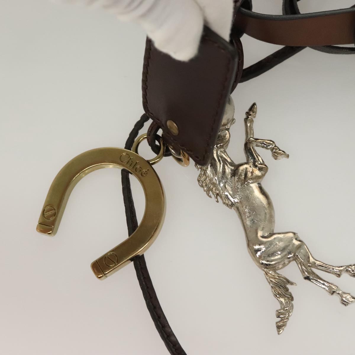 Chloe Kerala Horse Hand Bag Leather Black Gold Auth mr1458