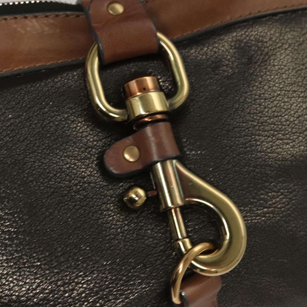 Chloe Kerala Horse Hand Bag Leather Black Gold Auth mr1458