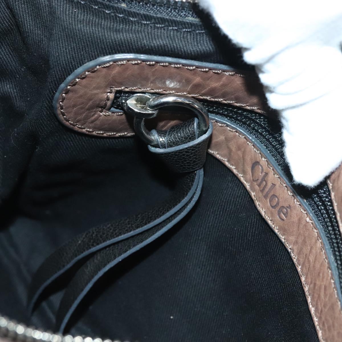 Chloe Kerala Horse Hand Bag Leather Black Gold Auth mr1458