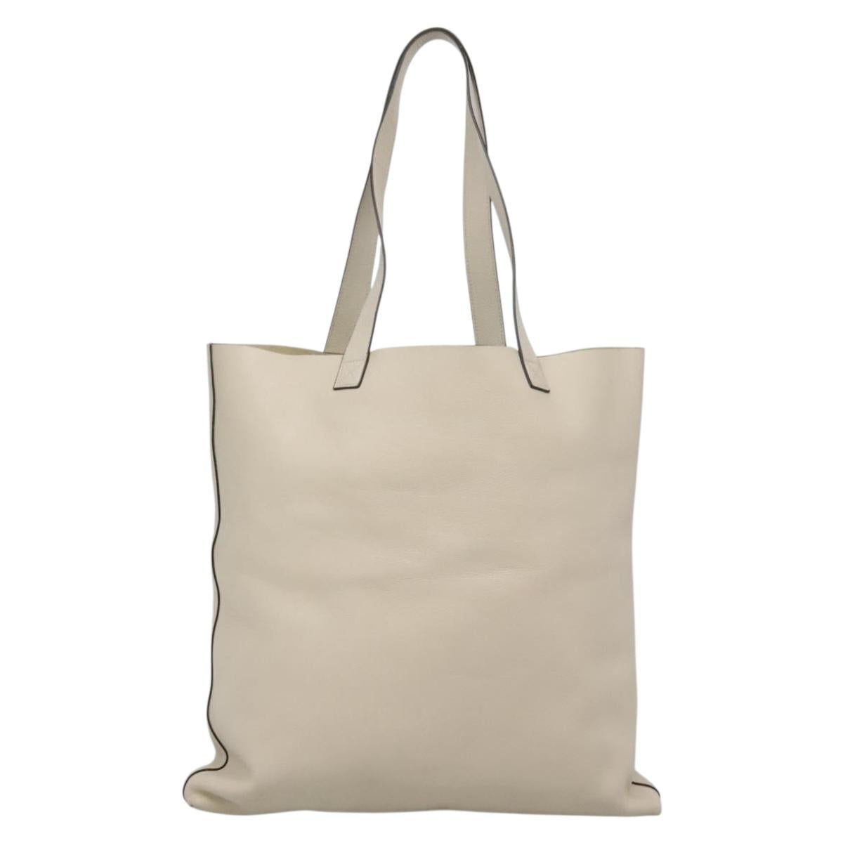 GUCCI Web Sherry Line Tote Bag Leather Ivory 572768 Auth mr1460