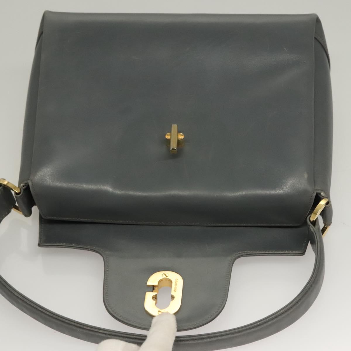 GUCCI Hand Bag Leather Gray Silver Auth mr1461