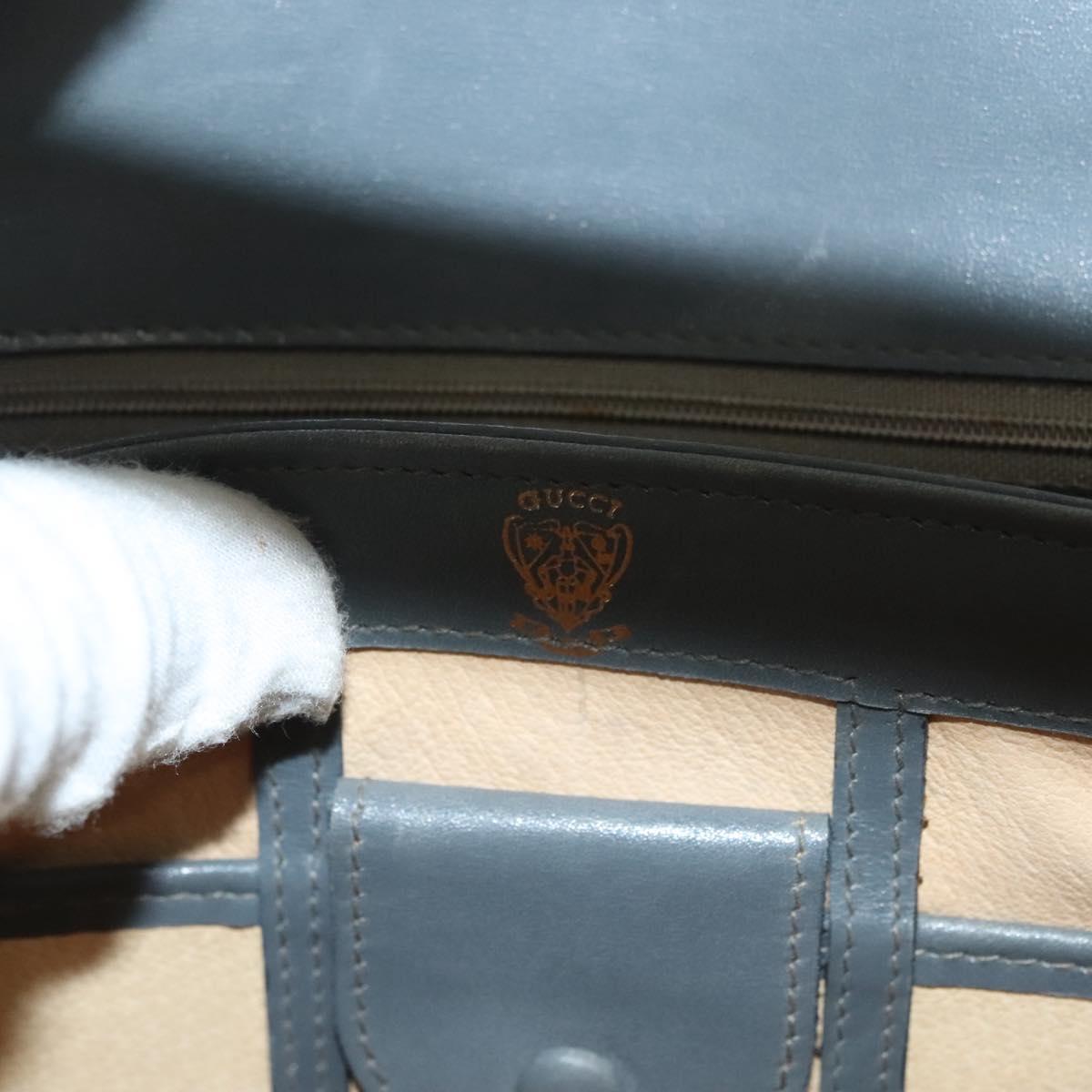 GUCCI Hand Bag Leather Gray Silver Auth mr1461