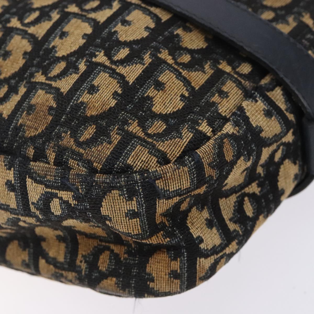 Christian Dior Trotter Canvas Shoulder Bag Navy Gold Auth mr1464