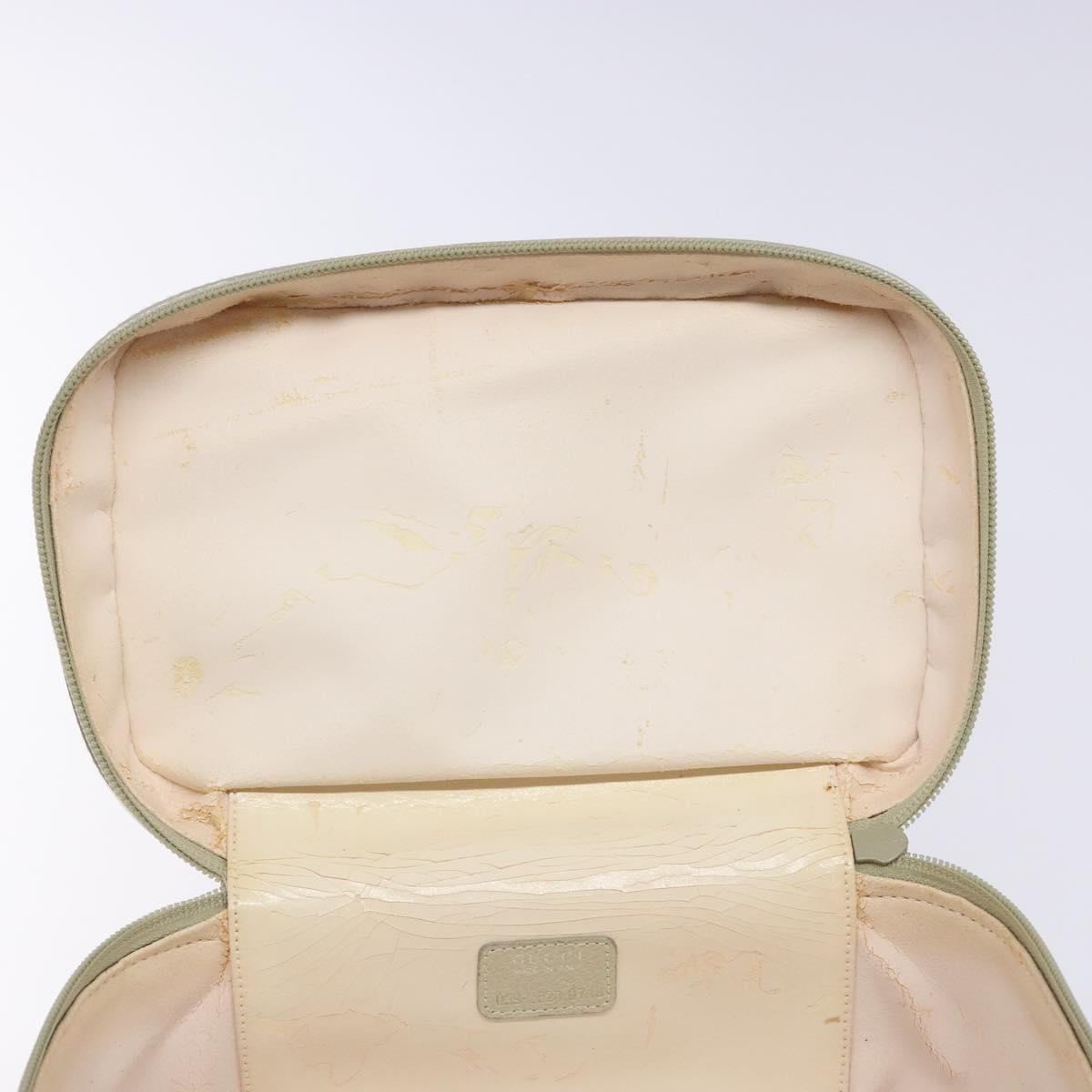 GUCCI Vanity Pouch Leather Beige Silver 039 2020 0710 Auth mr1466