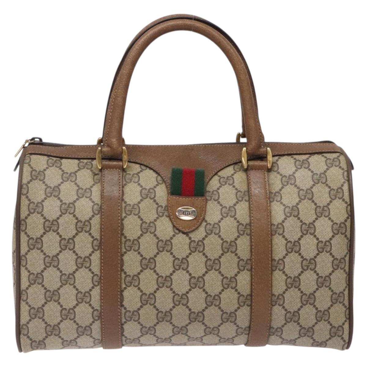 GUCCI GG Supreme Web Sherry Line Bag PVC Beige Red Green 39 02 007 Auth mr1490
