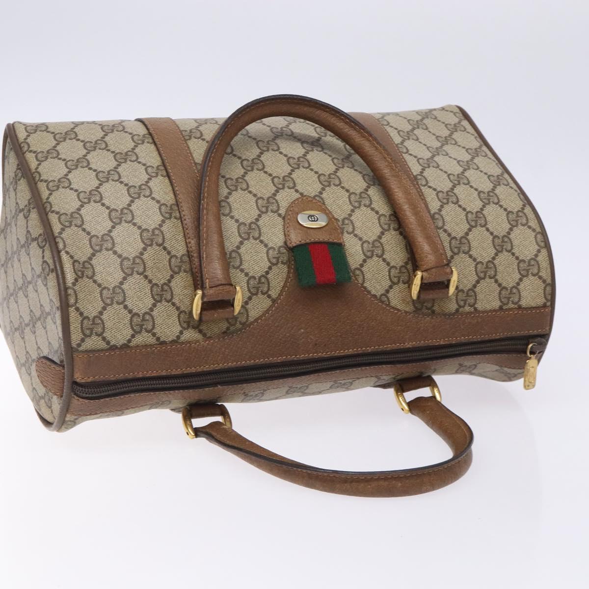 GUCCI GG Supreme Web Sherry Line Bag PVC Beige Red Green 39 02 007 Auth mr1490