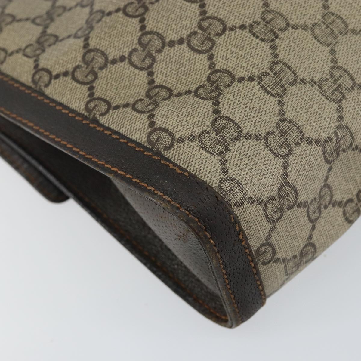 GUCCI GG Supreme Web Sherry Line Clutch Bag Beige Gold 84 01 007 Auth mr1500