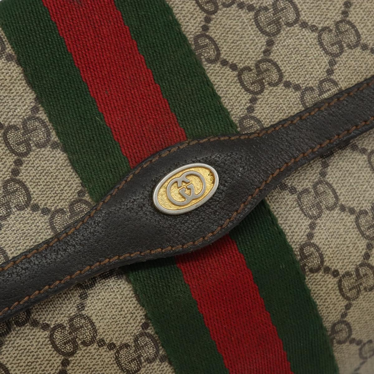 GUCCI GG Supreme Web Sherry Line Clutch Bag Beige Gold 84 01 007 Auth mr1500