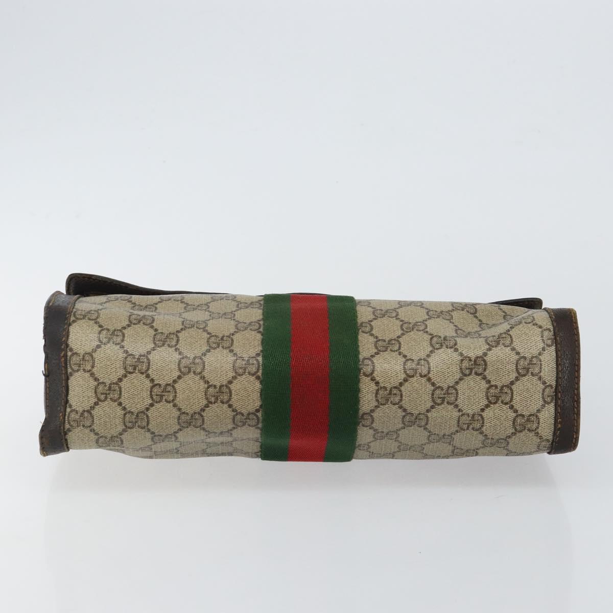 GUCCI GG Supreme Web Sherry Line Clutch Bag Beige Gold 84 01 007 Auth mr1500