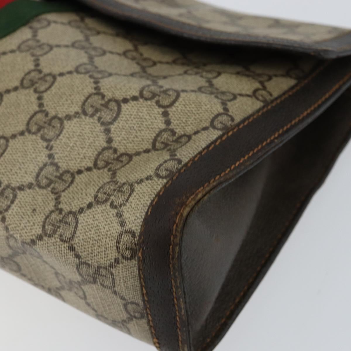 GUCCI GG Supreme Web Sherry Line Clutch Bag Beige Gold 84 01 007 Auth mr1500