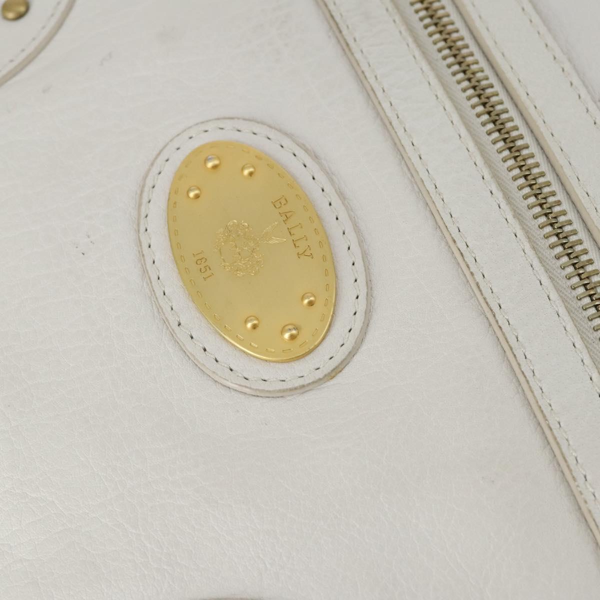 BALLY Shoulder Bag Leather White Auth mr1501