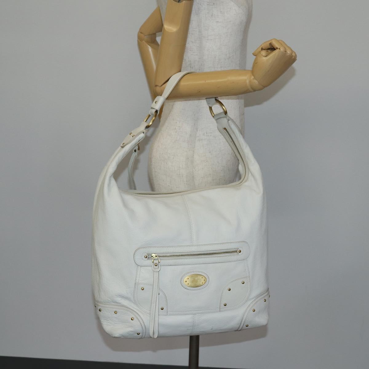 BALLY Shoulder Bag Leather White Auth mr1501