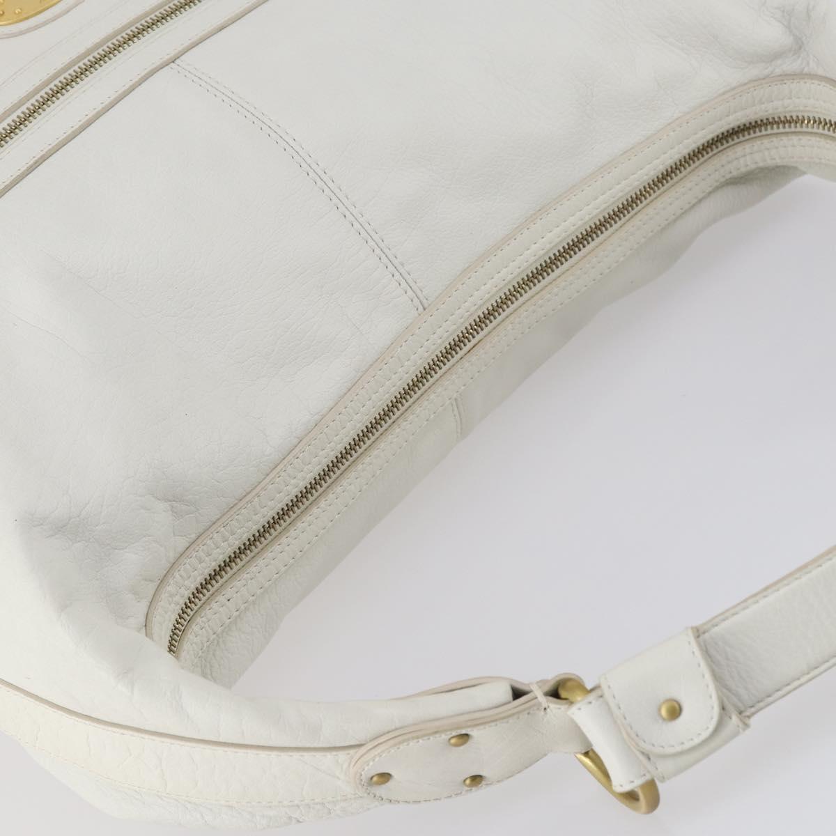 BALLY Shoulder Bag Leather White Auth mr1501