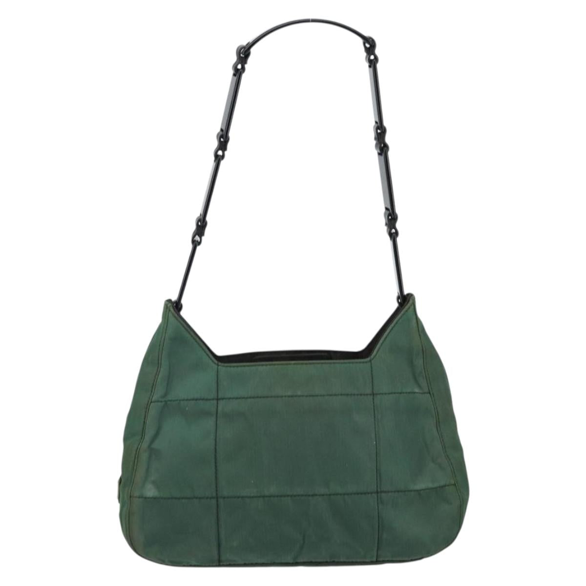 PRADA Quilted Chain Shoulder Bag Nylon plastic Green Auth mr1504
