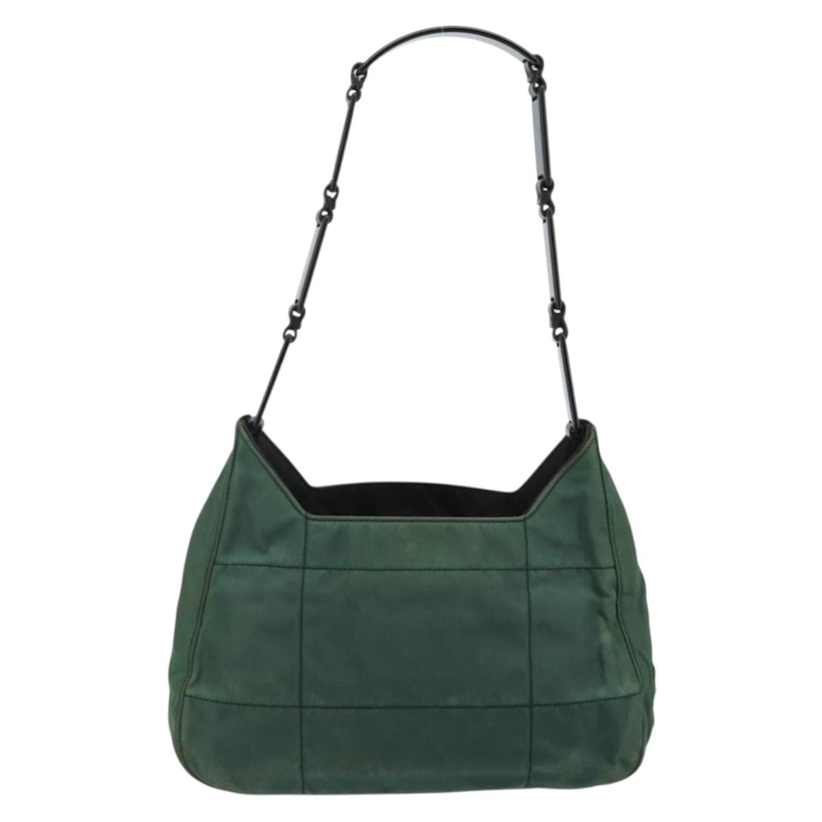 PRADA Quilted Chain Shoulder Bag Nylon plastic Green Auth mr1504