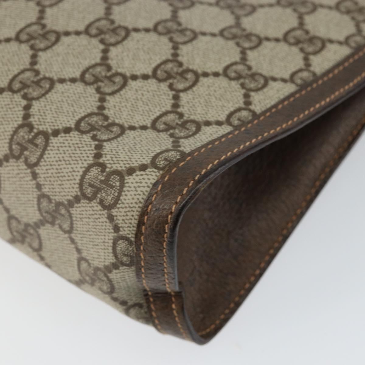 GUCCI GG Supreme Web Sherry Line Clutch Bag Beige Gold 156 01 033 Auth mr1505