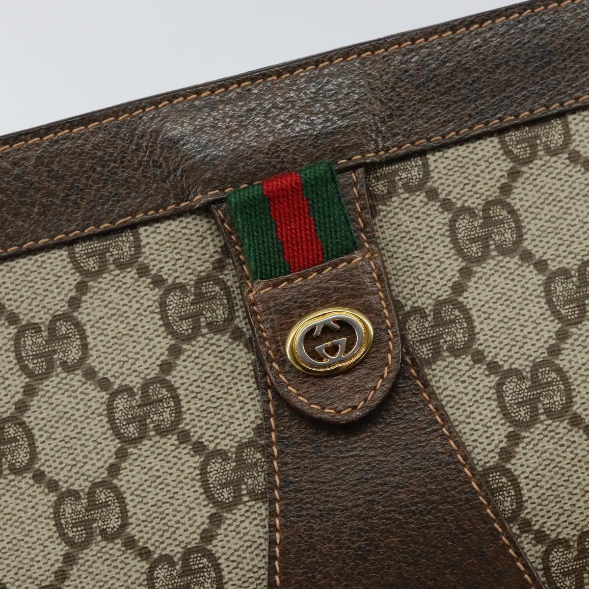 GUCCI GG Supreme Web Sherry Line Clutch Bag Beige Gold 156 01 033 Auth mr1505