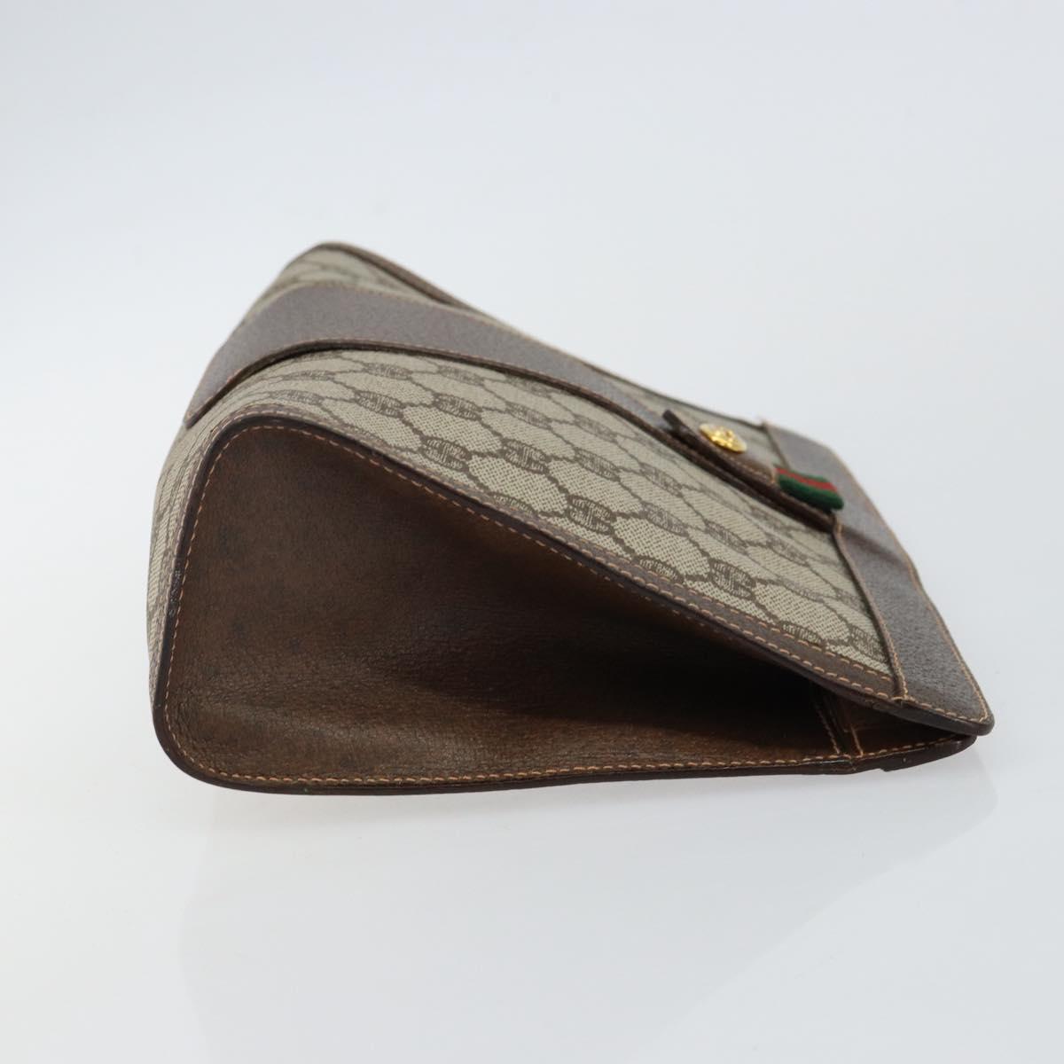 GUCCI GG Supreme Web Sherry Line Clutch Bag Beige Gold 156 01 033 Auth mr1505