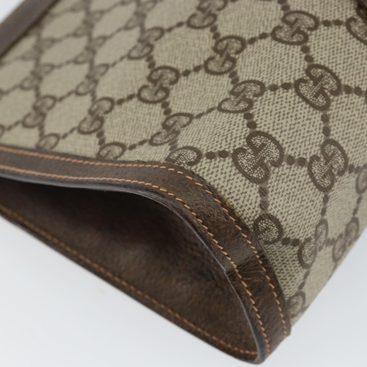 GUCCI GG Supreme Web Sherry Line Clutch Bag Beige Gold 156 01 033 Auth mr1505