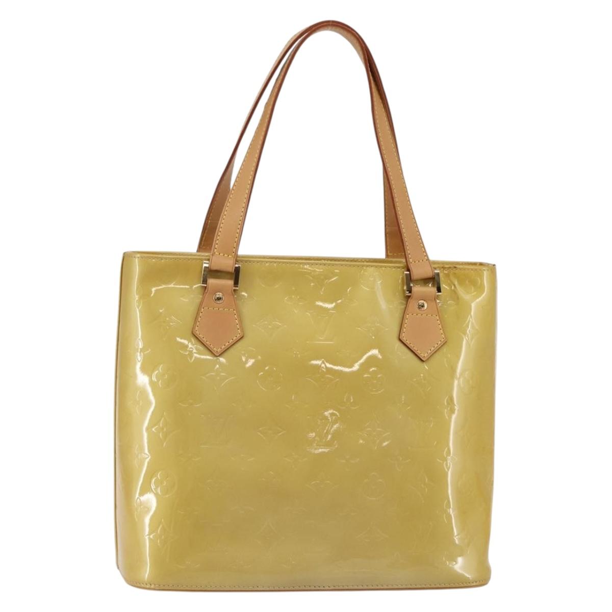 LOUIS VUITTON Monogram Vernis Houston Hand Bag Beige M91004 LV Auth mr1506