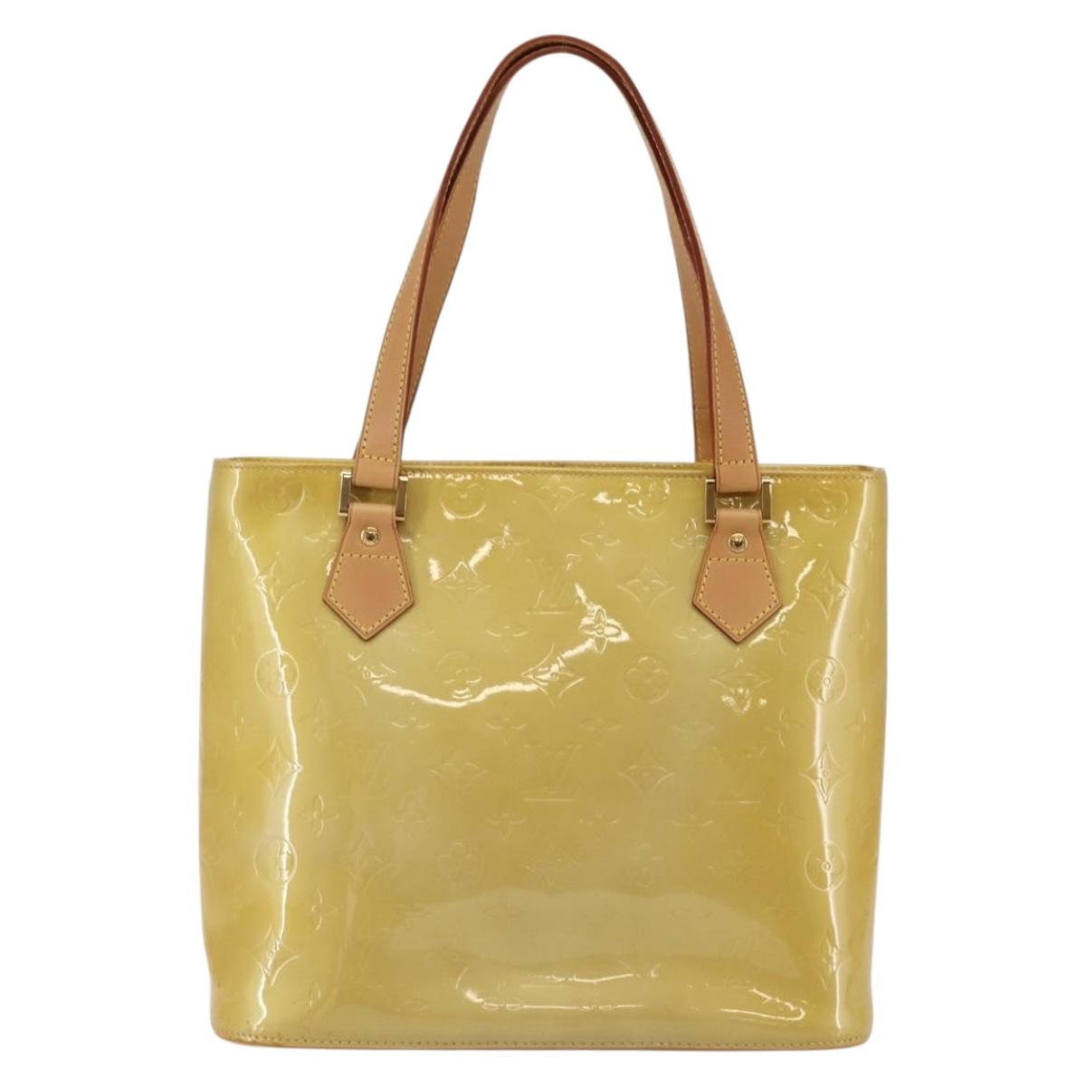 LOUIS VUITTON Monogram Vernis Houston Hand Bag Beige M91004 LV Auth mr1506
