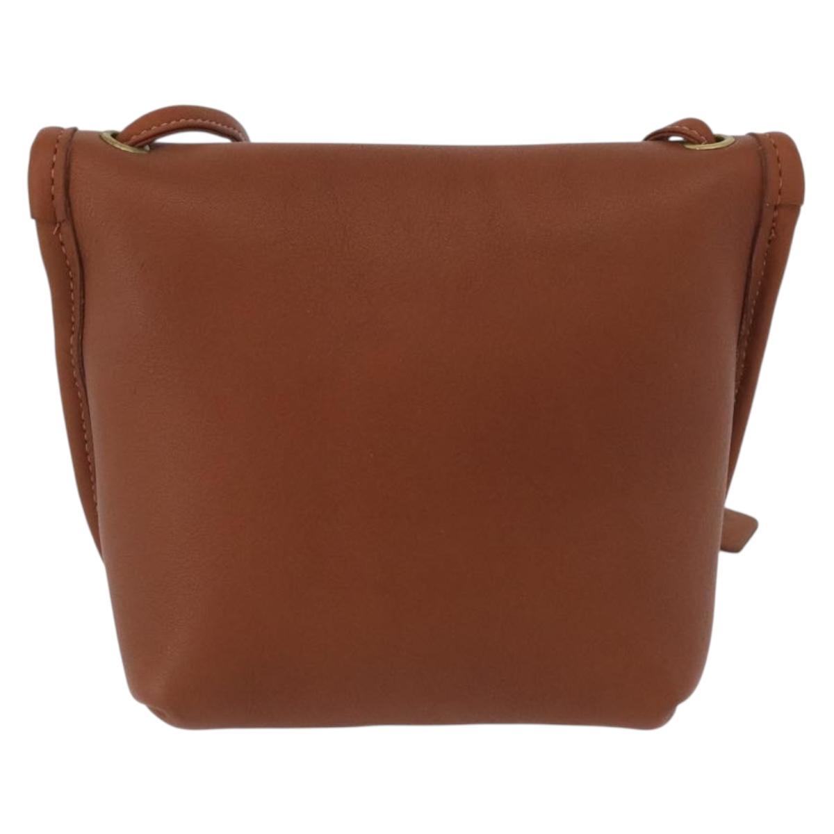 Coach Turn Lock Shoulder Bag Leather Brown Gold Auth mr1507