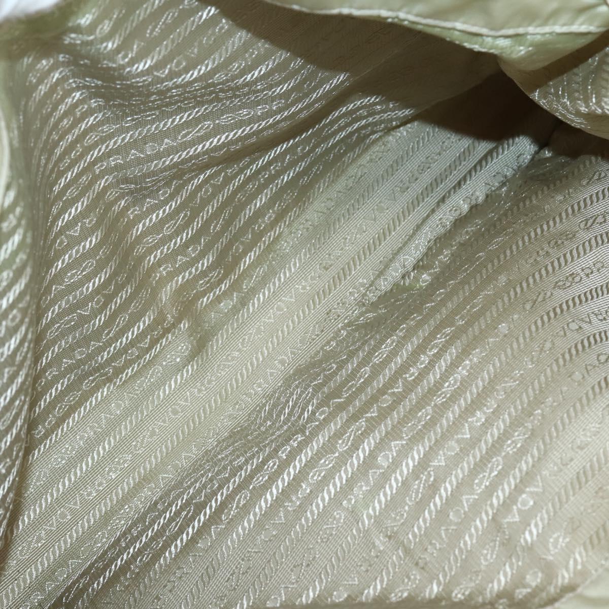 PRADA Tote Bag Nylon Beige Silver Auth mr1510