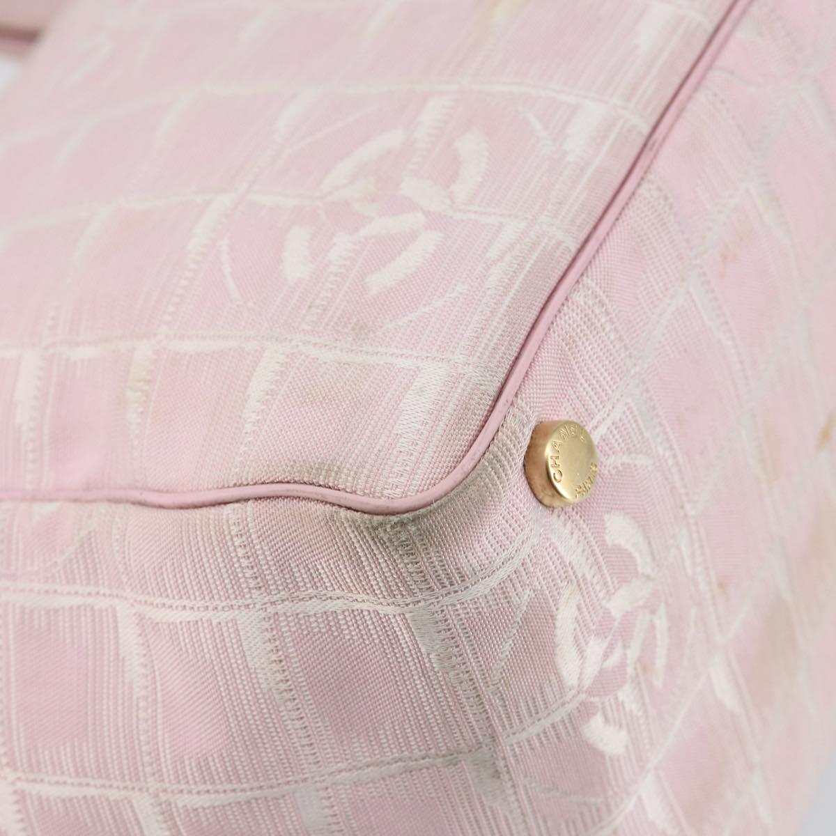 CHANEL New Travel Line Tote Bag Nylon Pink Gold CC Auth mr1511