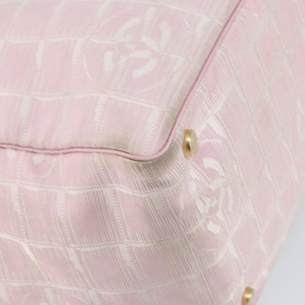 CHANEL New Travel Line Tote Bag Nylon Pink Gold CC Auth mr1511