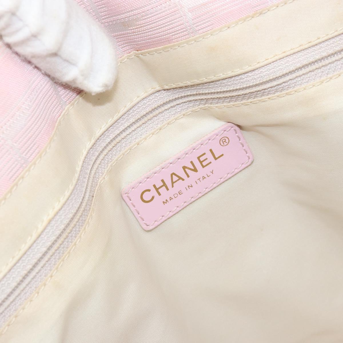 CHANEL New Travel Line Tote Bag Nylon Pink Gold CC Auth mr1511