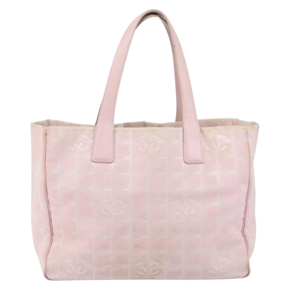 CHANEL New Travel Line Tote Bag Nylon Pink Gold CC Auth mr1511