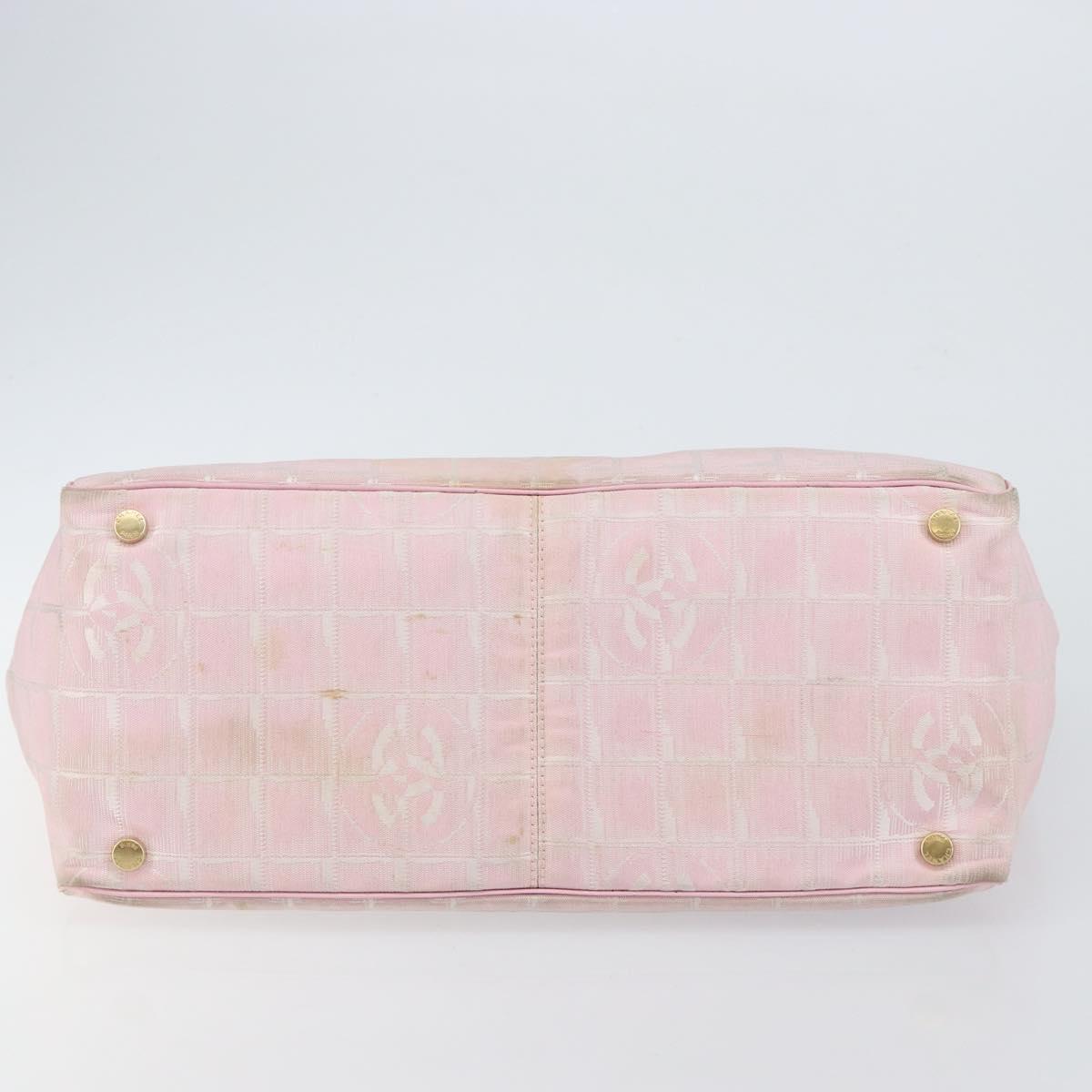 CHANEL New Travel Line Tote Bag Nylon Pink Gold CC Auth mr1511