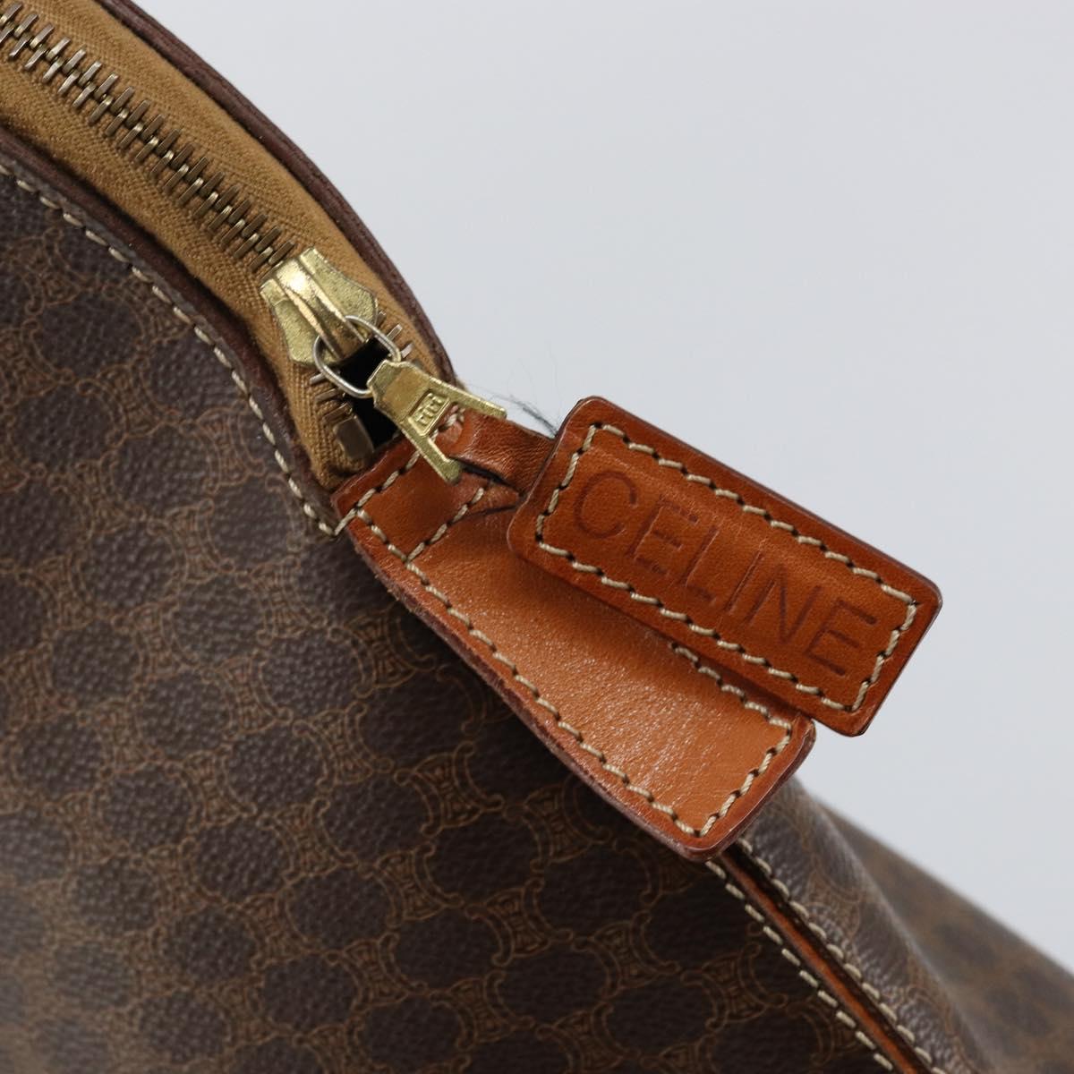 CELINE Macadam Canvas Hand Bag PVC Leather Brown Gold Auth mr1512