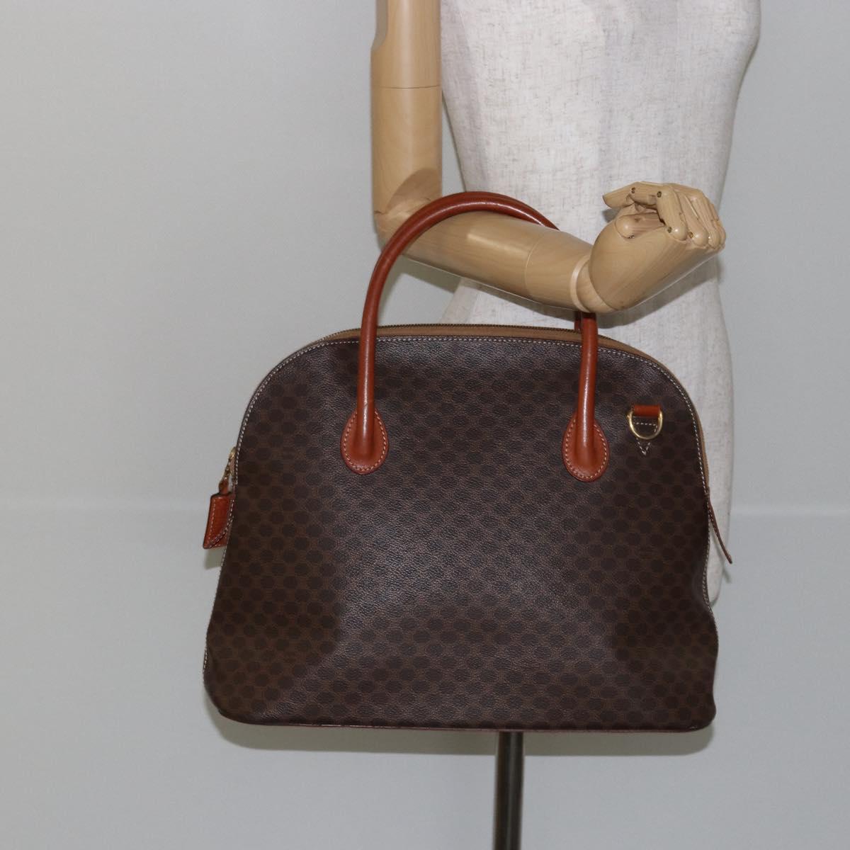 CELINE Macadam Canvas Hand Bag PVC Leather Brown Gold Auth mr1512