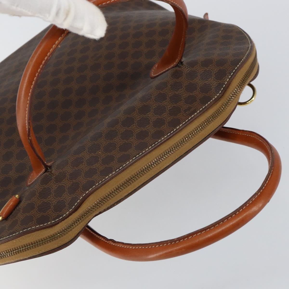 CELINE Macadam Canvas Hand Bag PVC Leather Brown Gold Auth mr1512