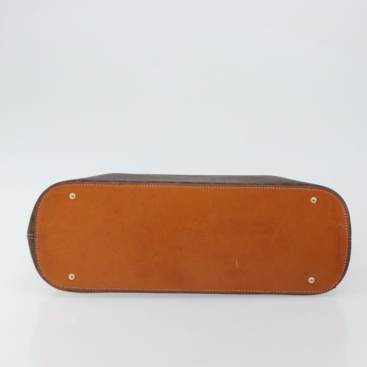 CELINE Macadam Canvas Hand Bag PVC Leather Brown Gold Auth mr1512