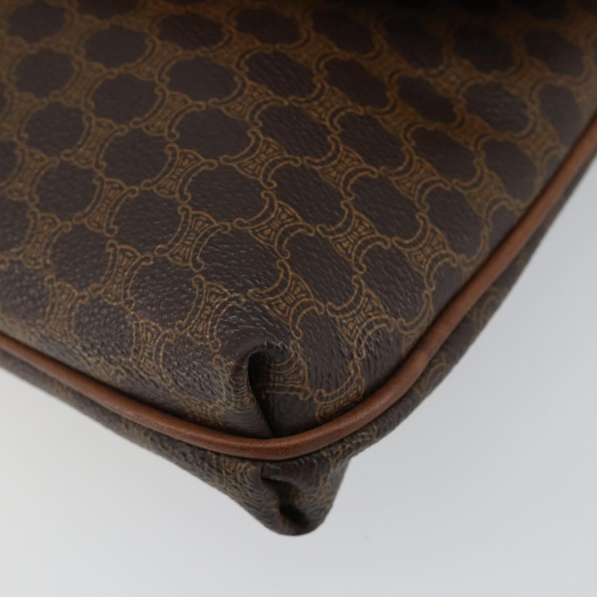 CELINE Macadam Canvas Clutch Bag PVC Leather Brown Gold Auth mr1513