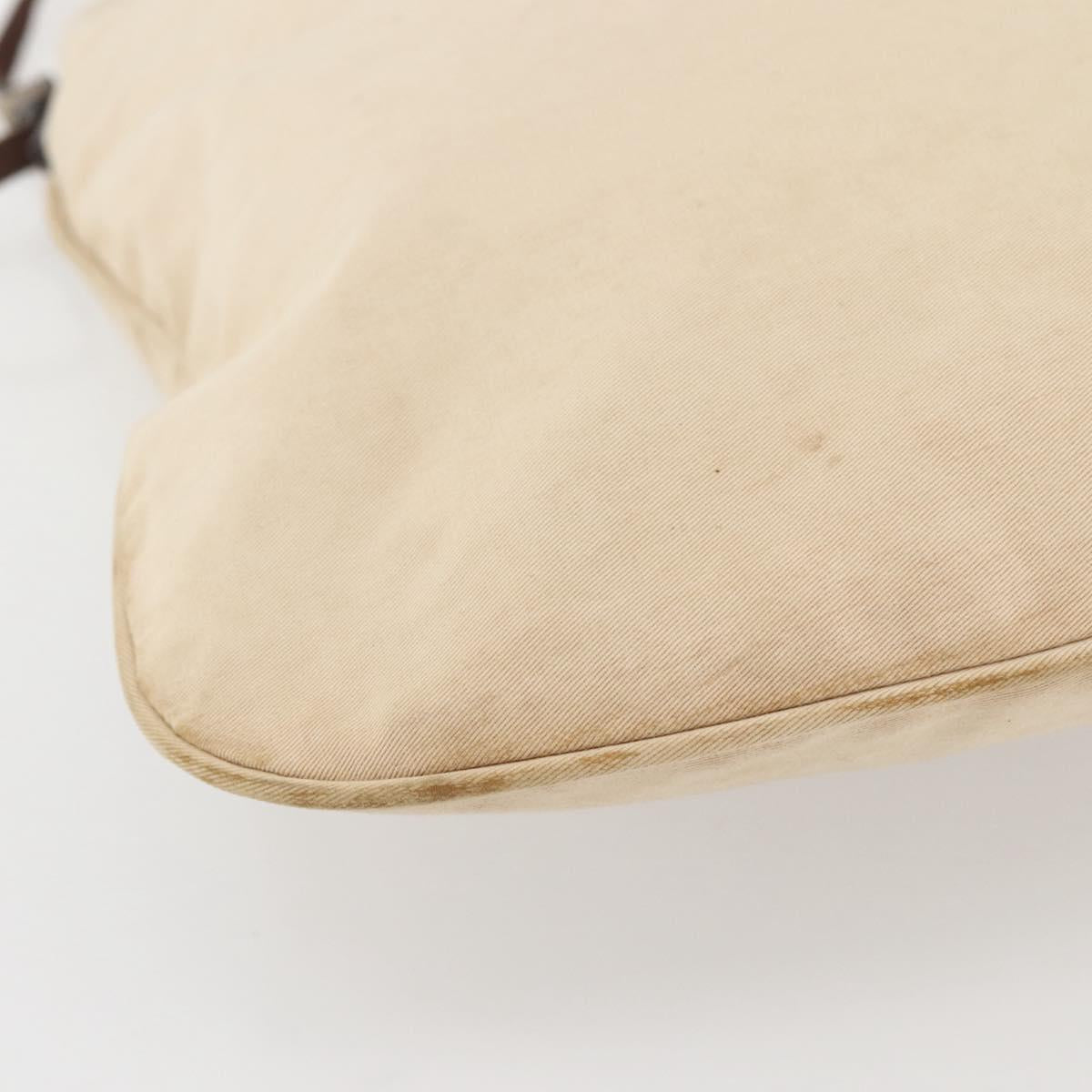 FENDI Shoulder Bag Canvas Beige Silver Auth mr1514