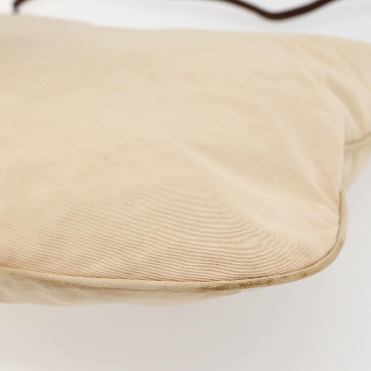 FENDI Shoulder Bag Canvas Beige Silver Auth mr1514