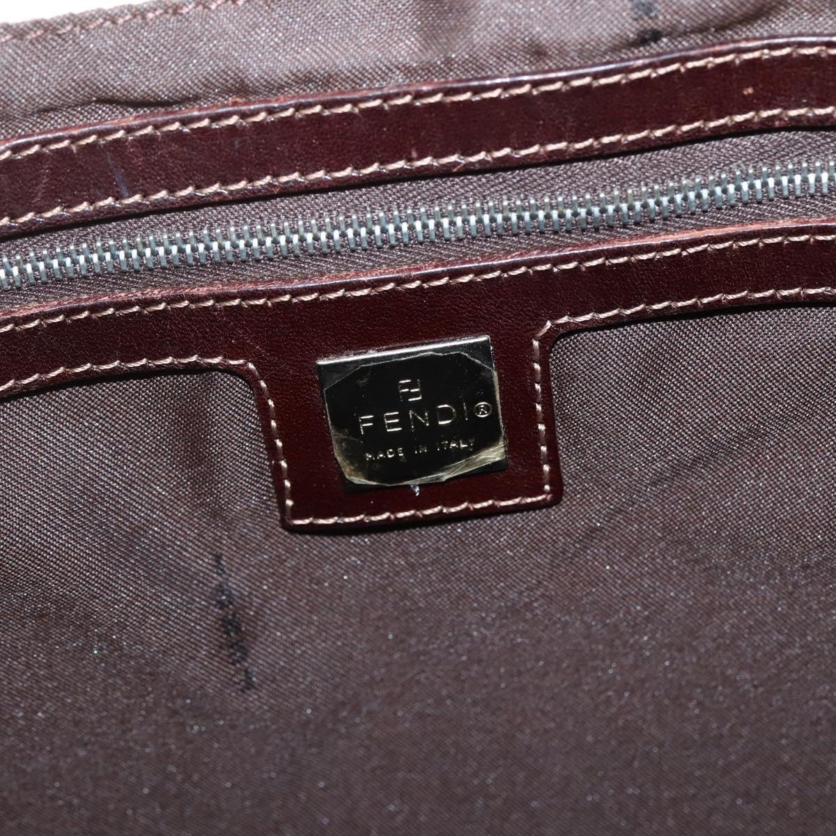 FENDI Shoulder Bag Canvas Beige Silver Auth mr1514