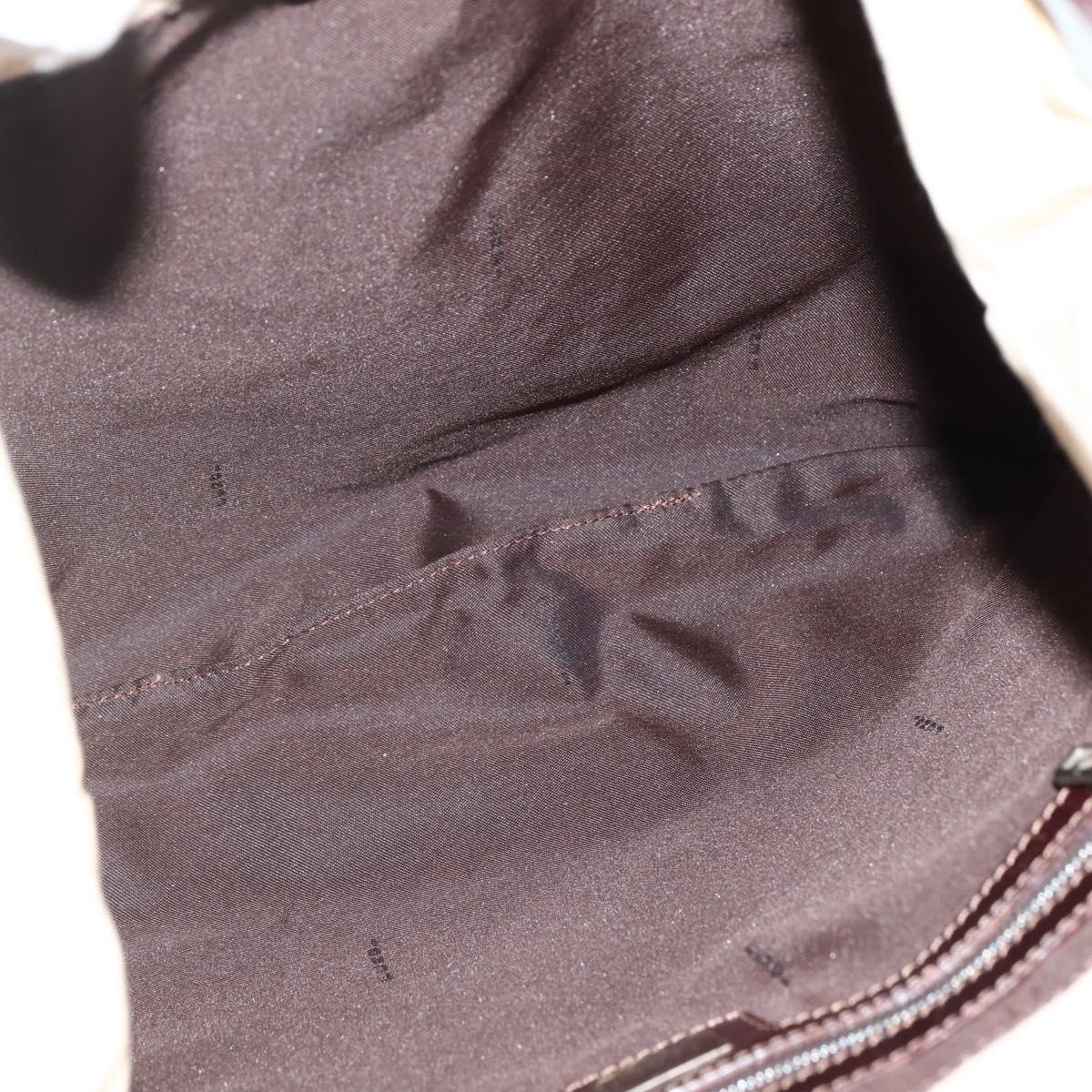 FENDI Shoulder Bag Canvas Beige Silver Auth mr1514