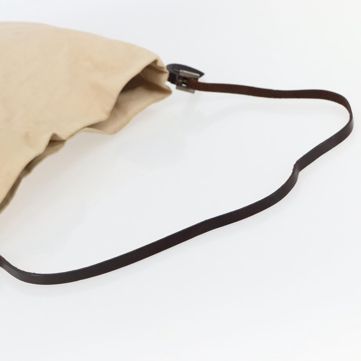 FENDI Shoulder Bag Canvas Beige Silver Auth mr1514