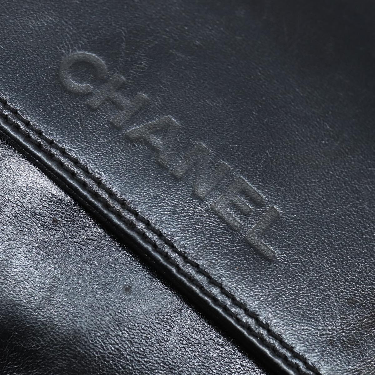 CHANEL Shoulder Bag Leather Black Gold CC Auth mr1518