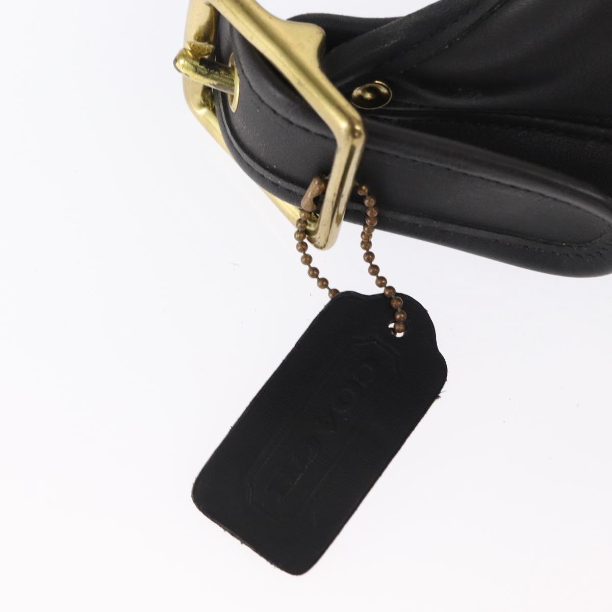 Coach Duffel Shoulder Bag Leather Black Gold Auth mr1519