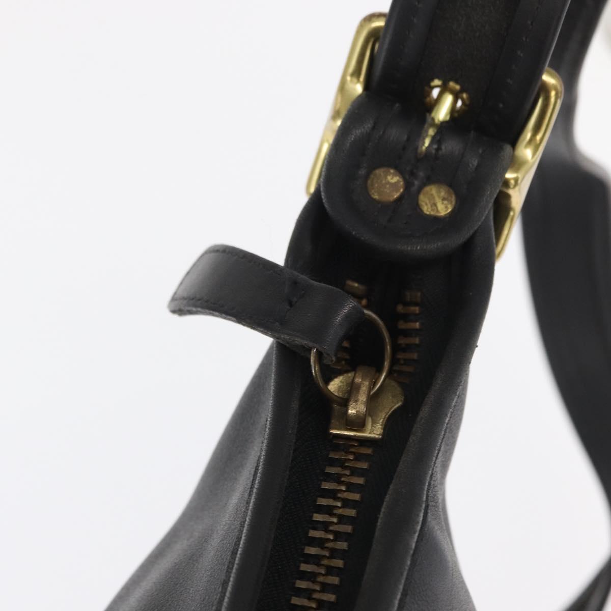 Coach Duffel Shoulder Bag Leather Black Gold Auth mr1519