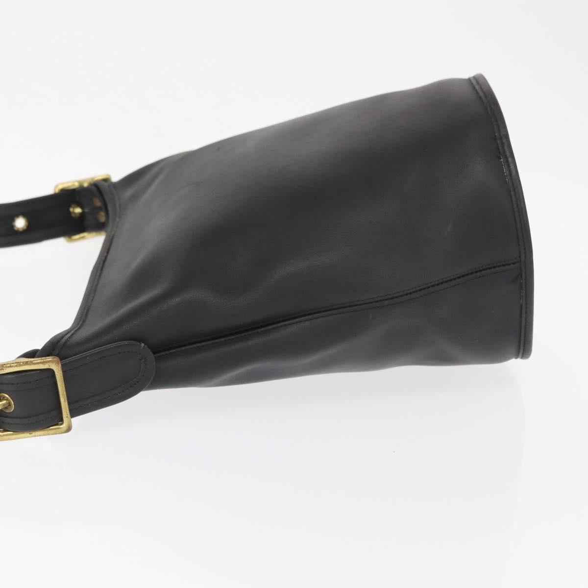 Coach Duffel Shoulder Bag Leather Black Gold Auth mr1519