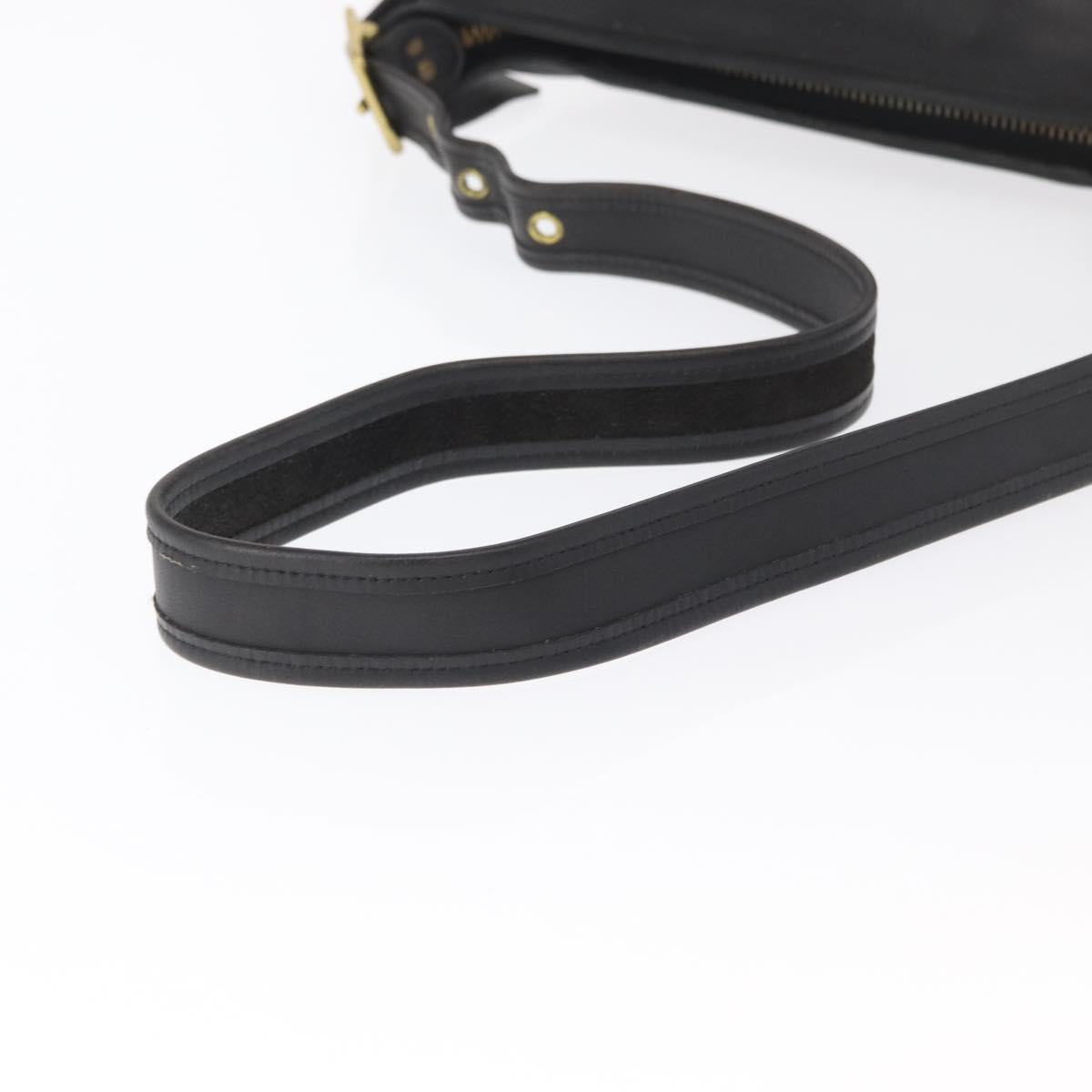 Coach Duffel Shoulder Bag Leather Black Gold Auth mr1519