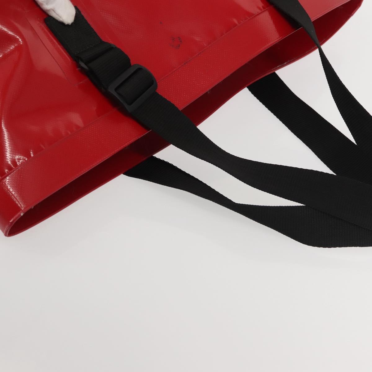 CHANEL Etanche Waterproof Tote Bag Vinyl Red CC Auth mr1520