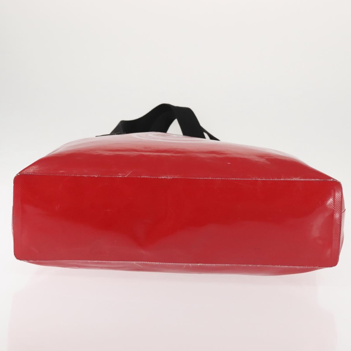 CHANEL Etanche Waterproof Tote Bag Vinyl Red CC Auth mr1520